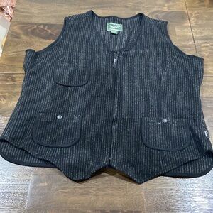 Woolrich wool blend striped zipup women's vest XL black and white